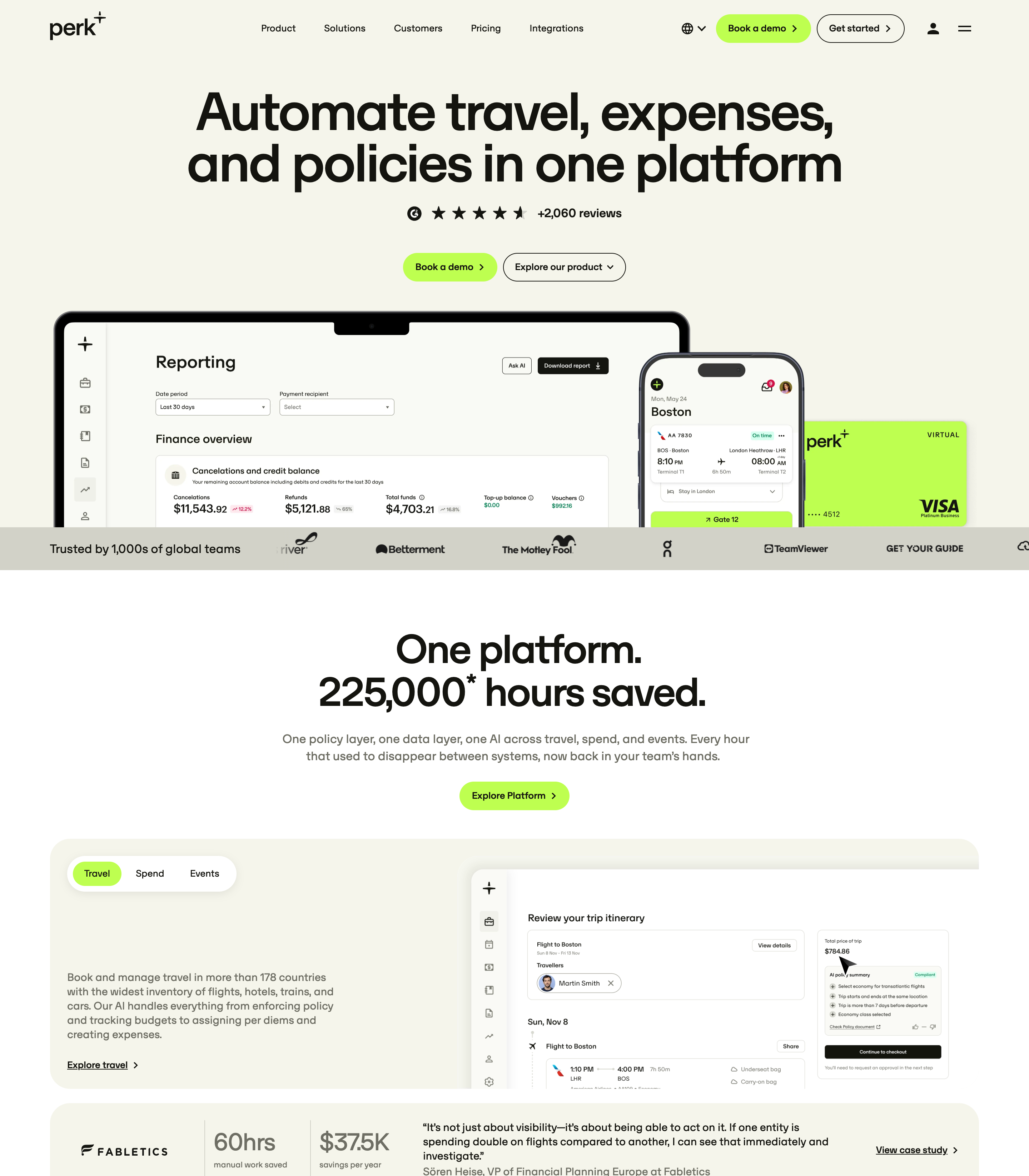 Perk web design inspiration - Minimal SaaS UI layout