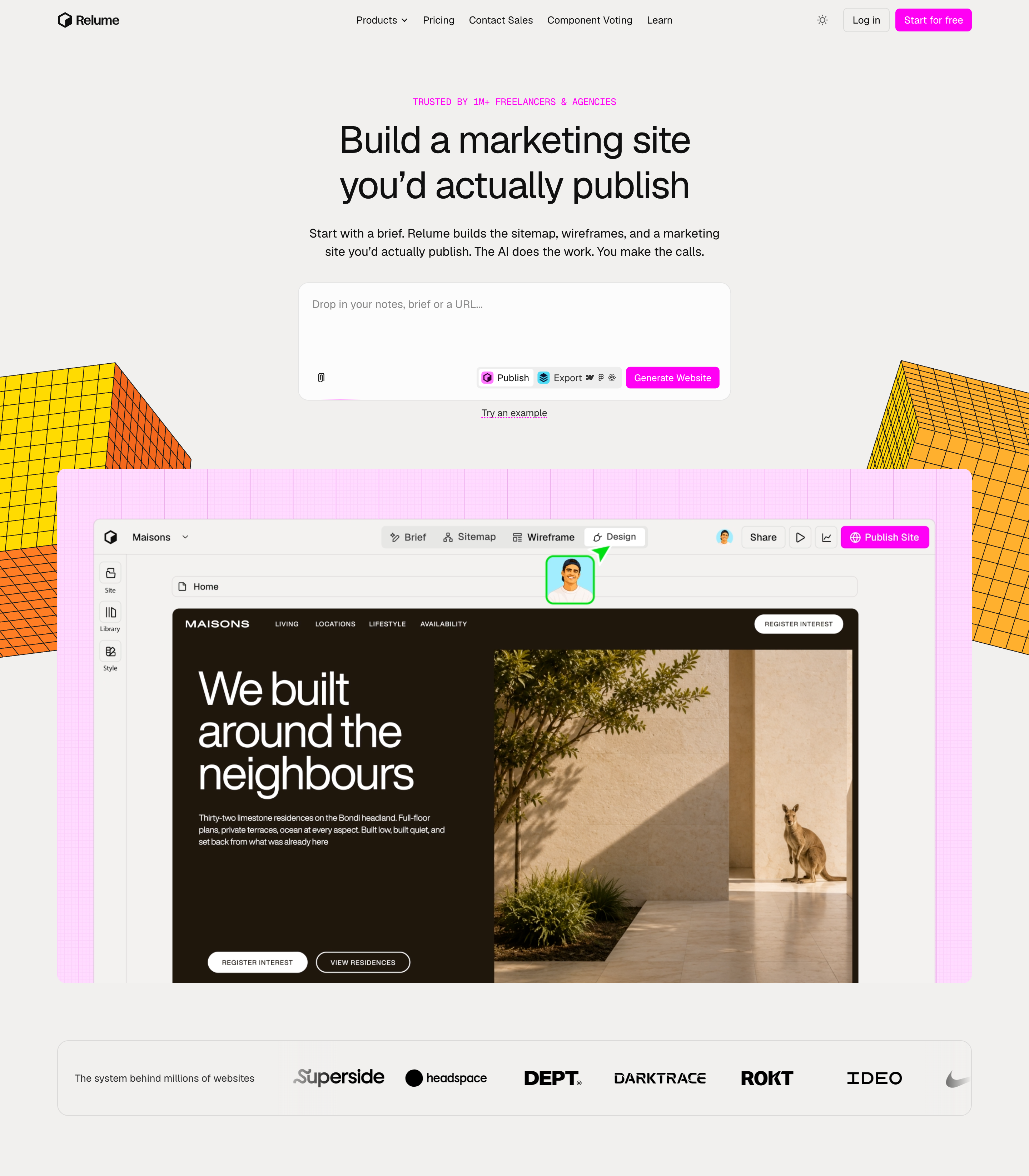 Relume web design inspiration - Minimal AI UI layout