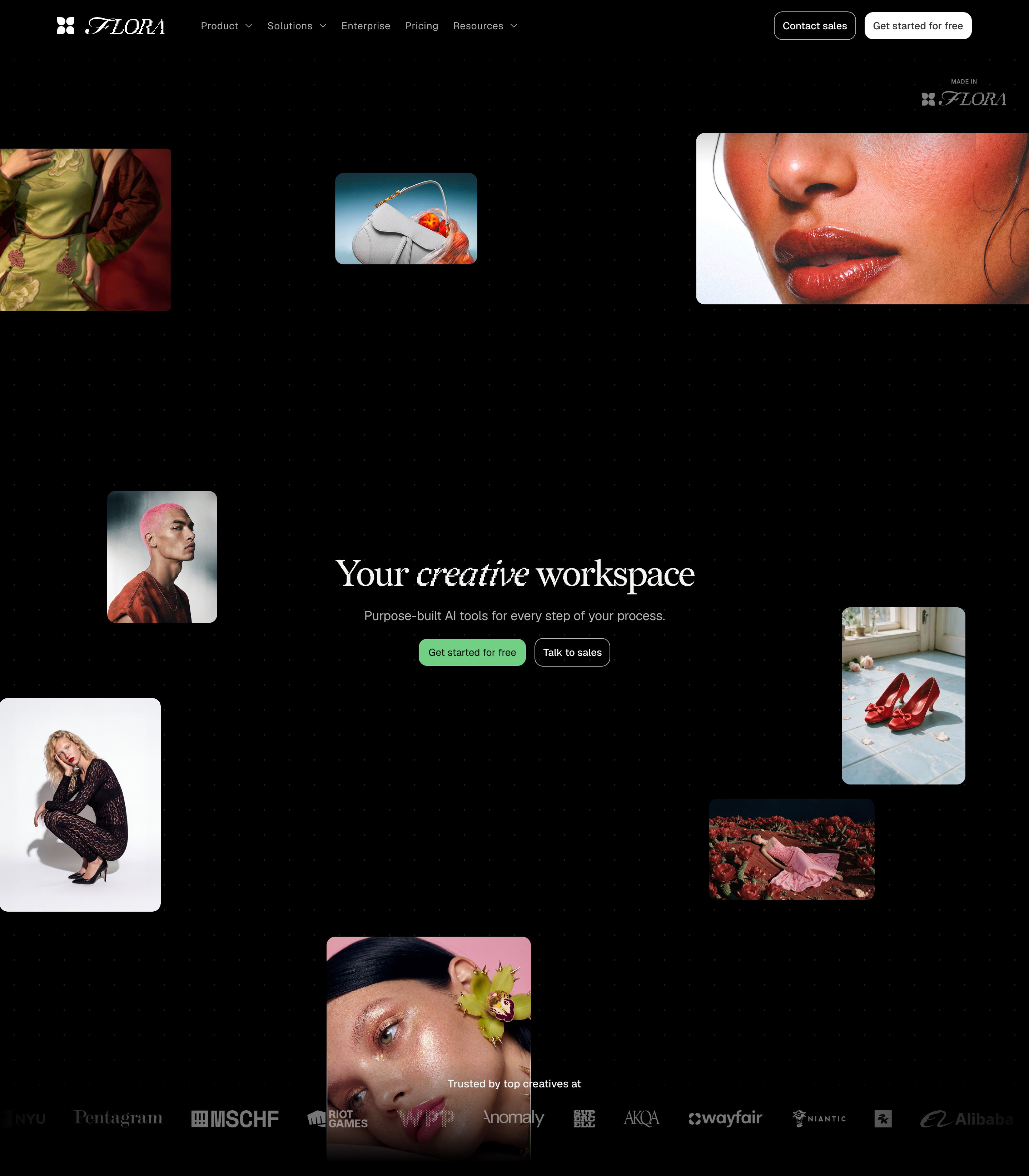 FLORA web design inspiration - Dark AI UI layout