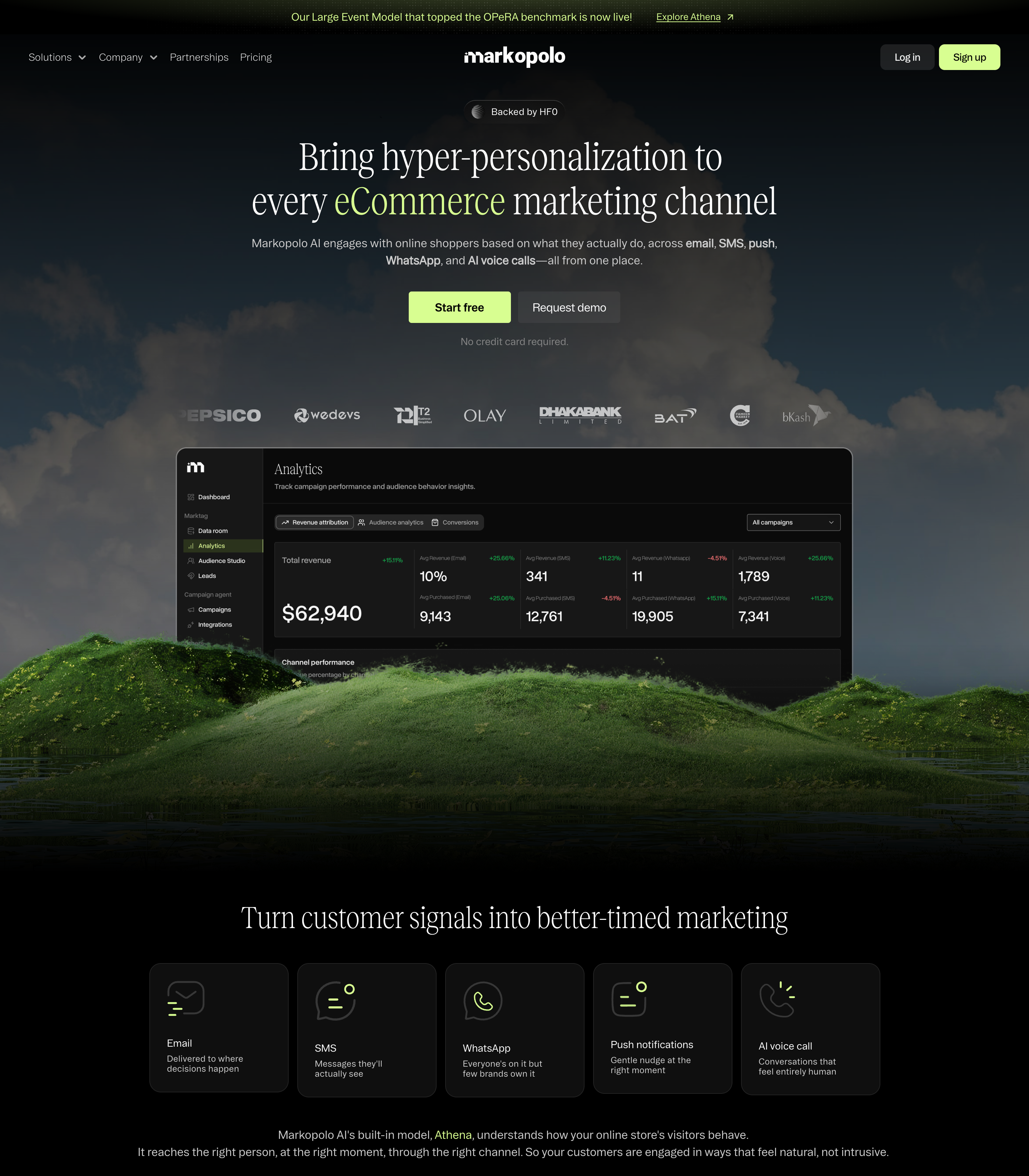 Markopolo AI web design inspiration - Dark AI UI layout