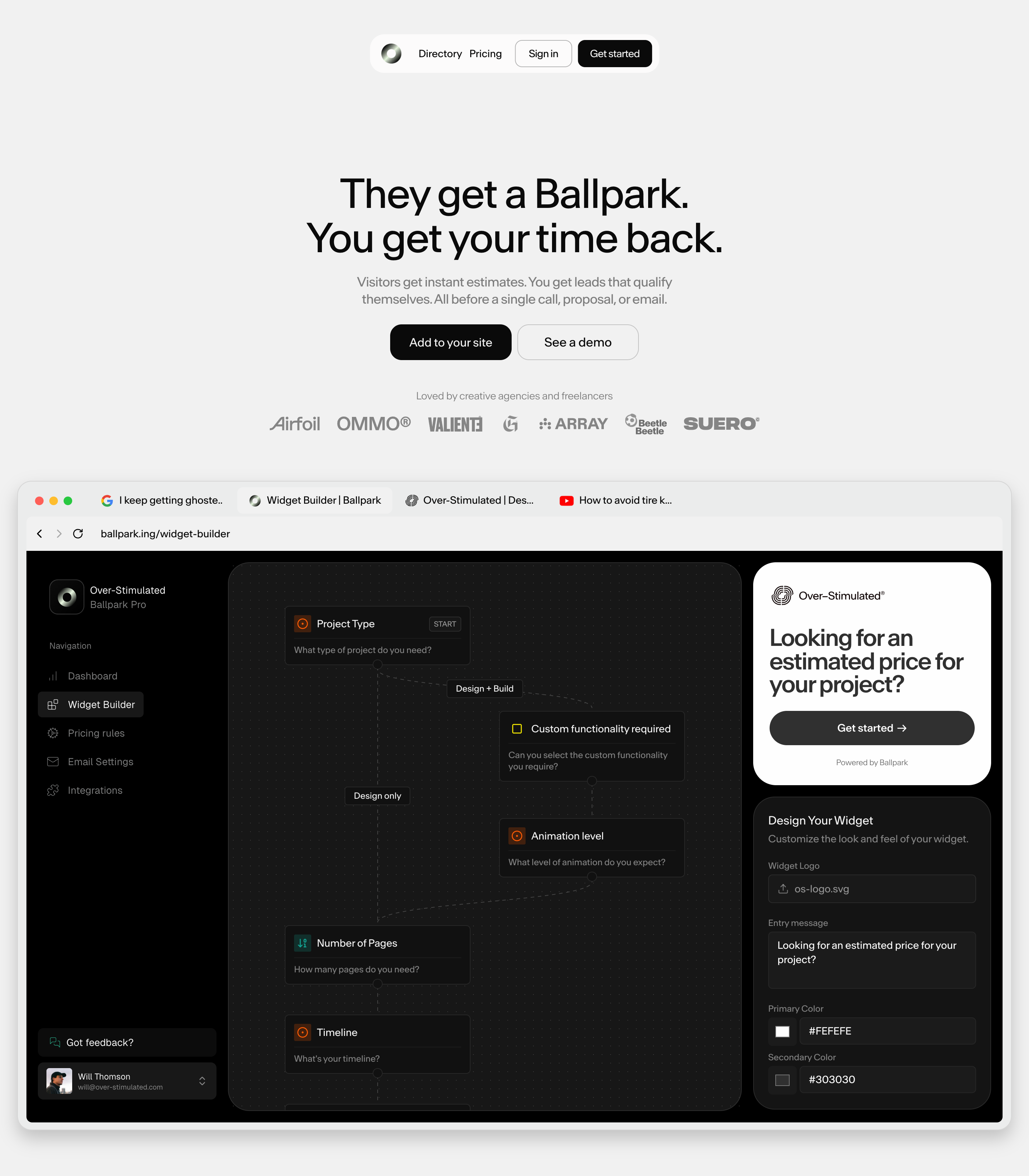 Ballpark web design inspiration - Minimal SaaS UI layout