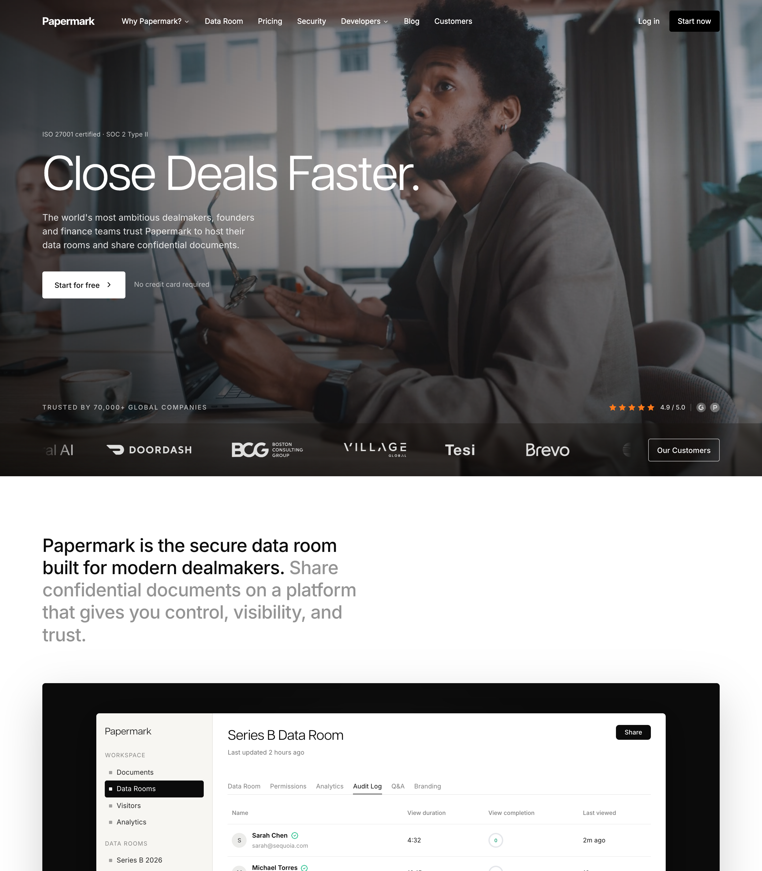 Papermark web design inspiration - Minimal SaaS UI layout