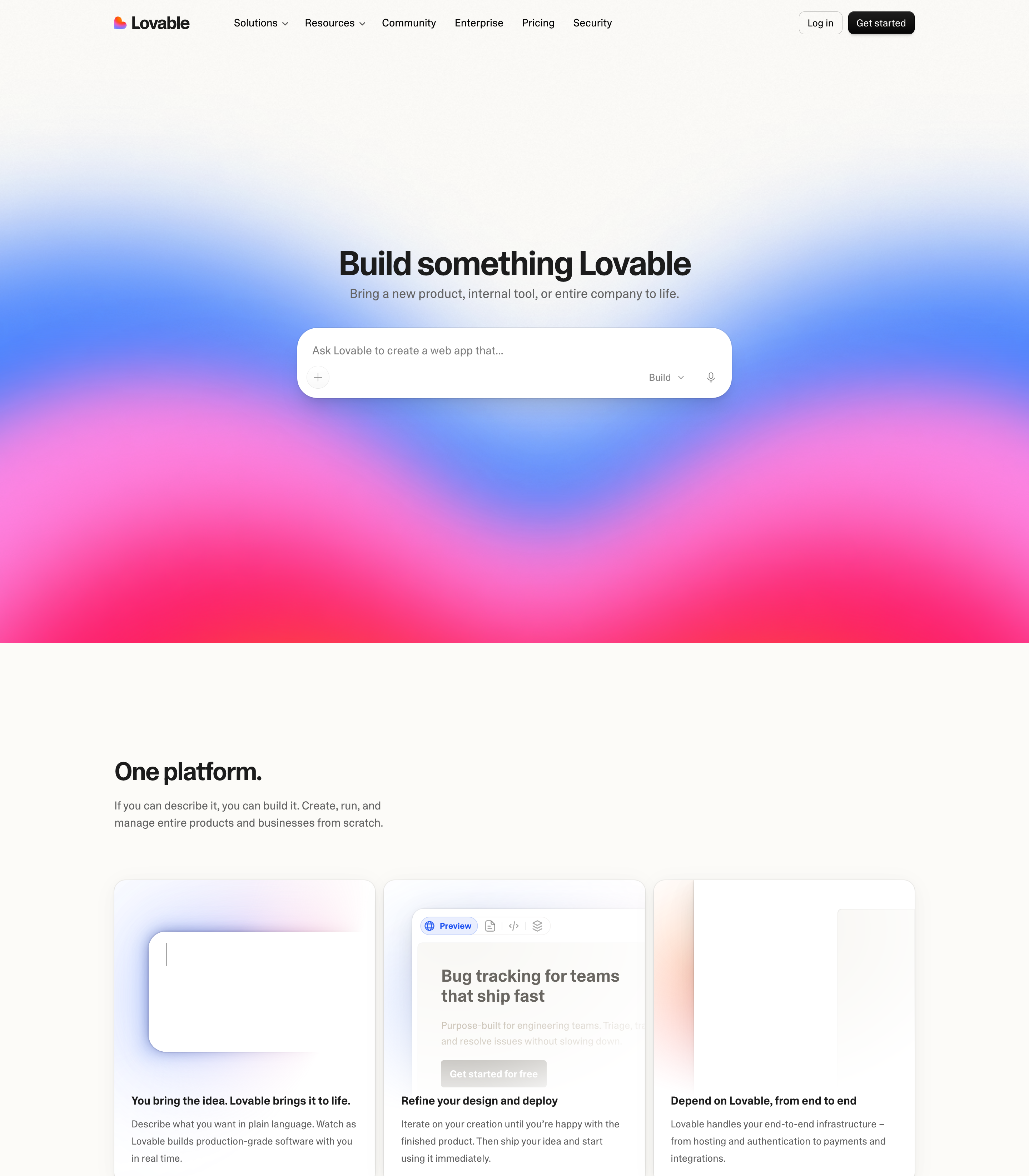 Lovable web design inspiration - Minimal AI UI layout
