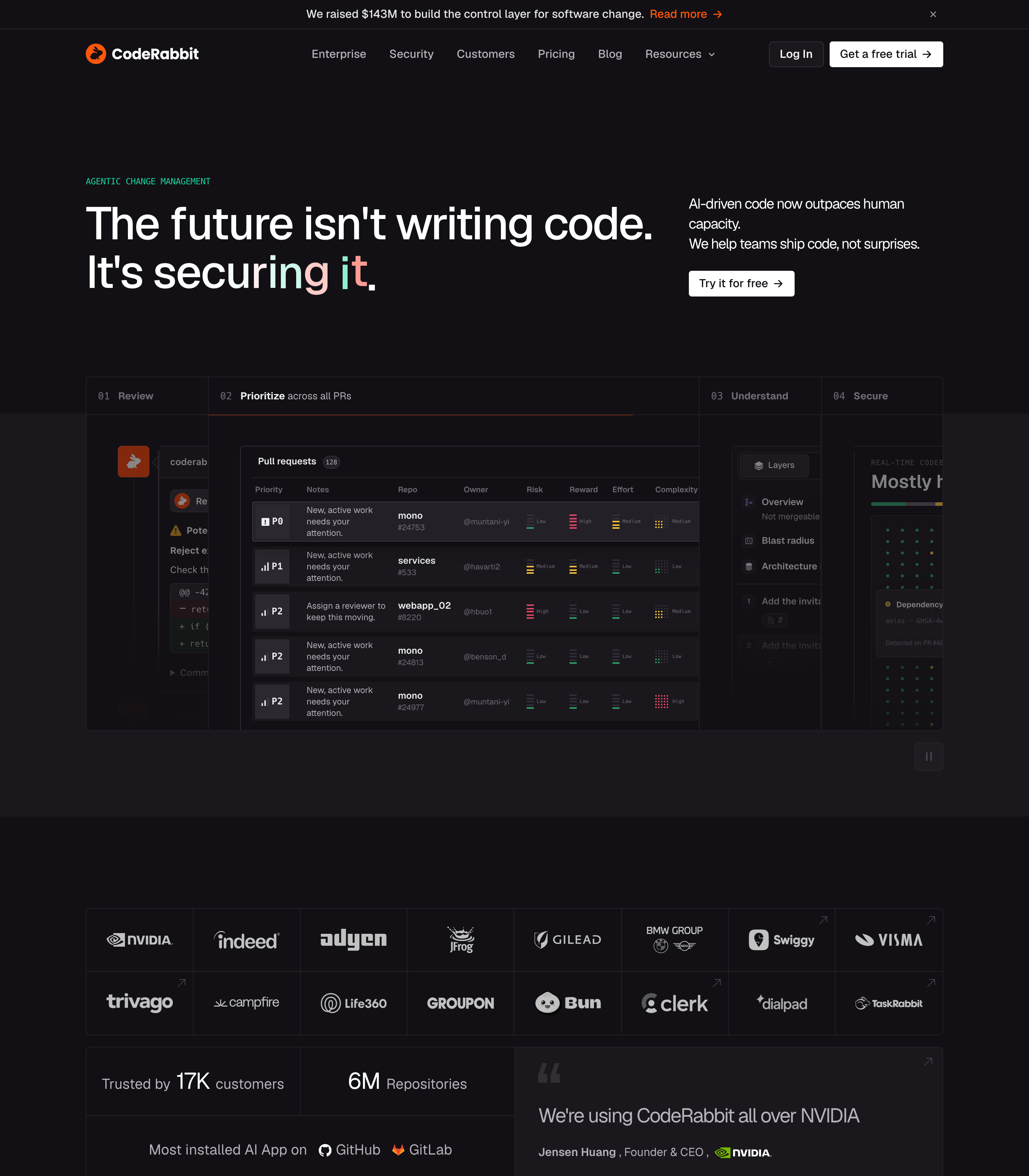 CodeRabbit web design inspiration - Dark AI UI layout