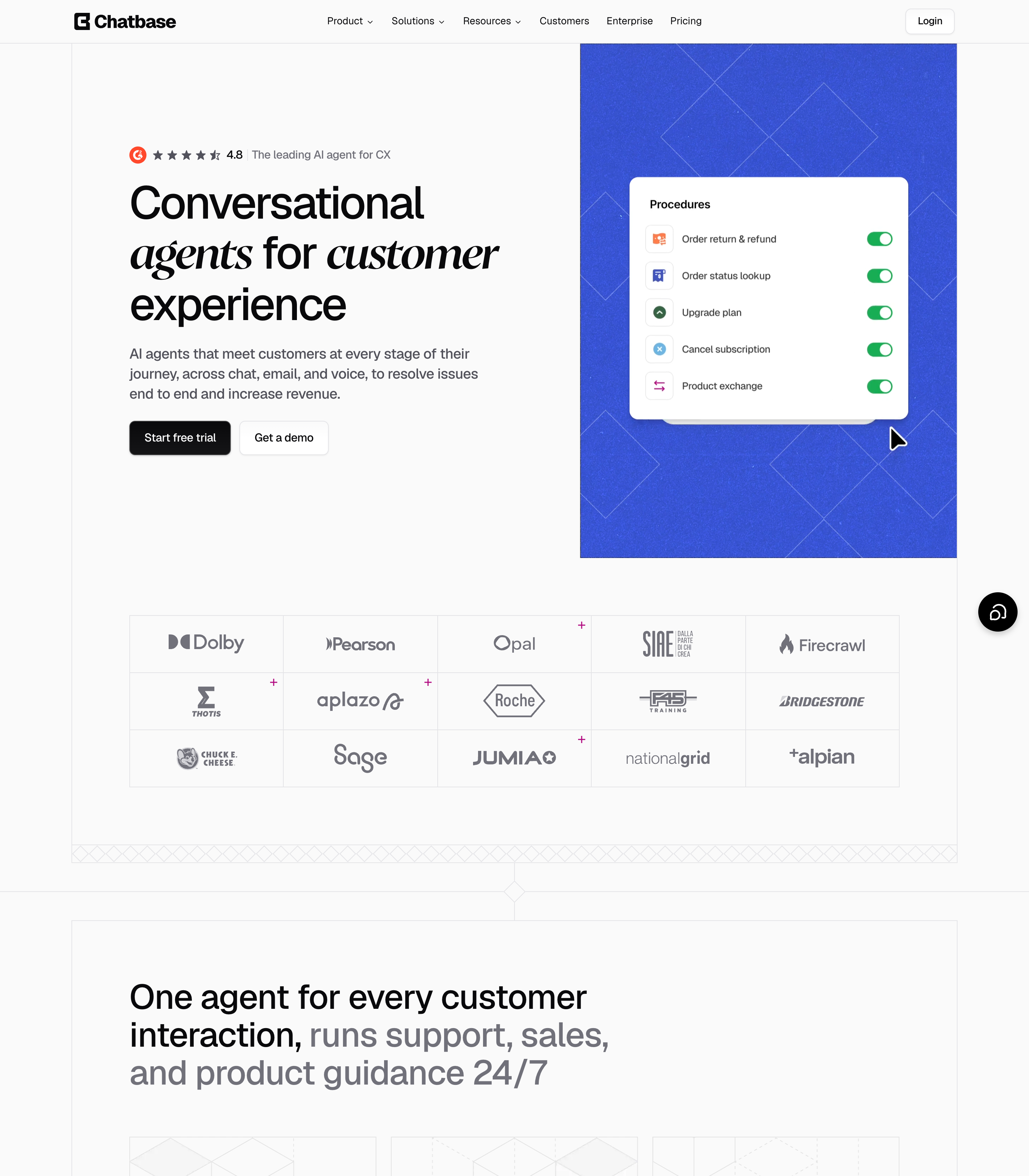 Chatbase web design inspiration - Minimal AI UI layout
