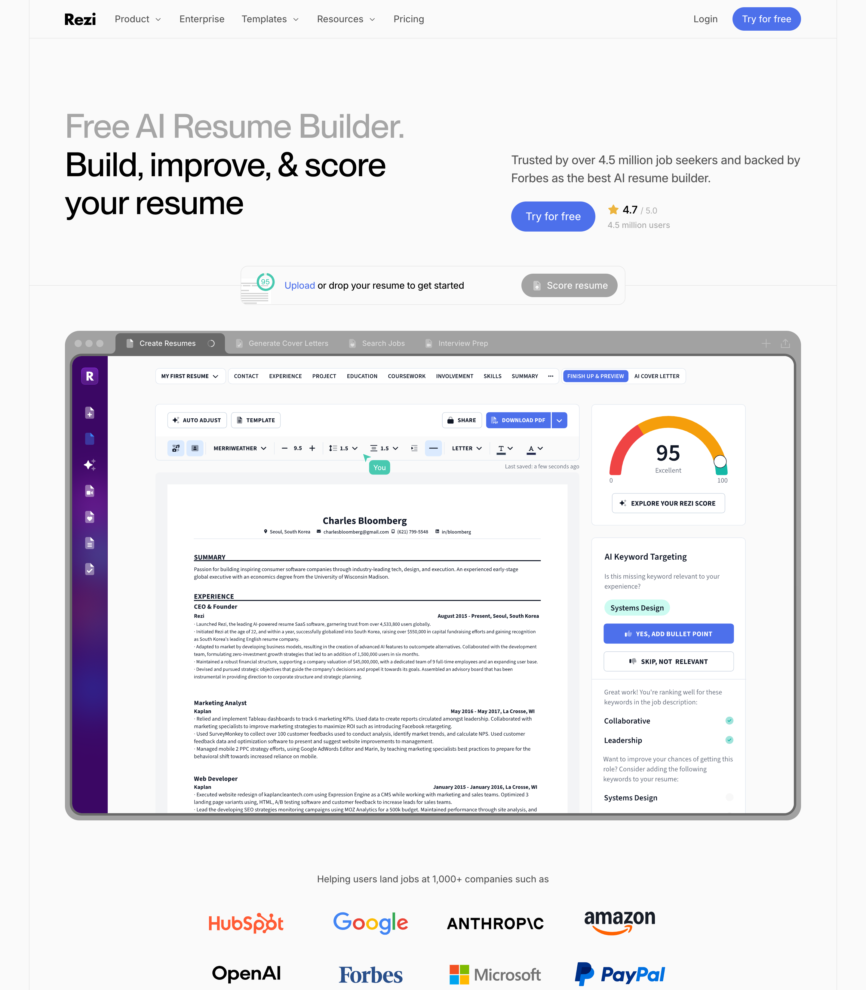 Rezi web design inspiration - Minimal AI UI layout