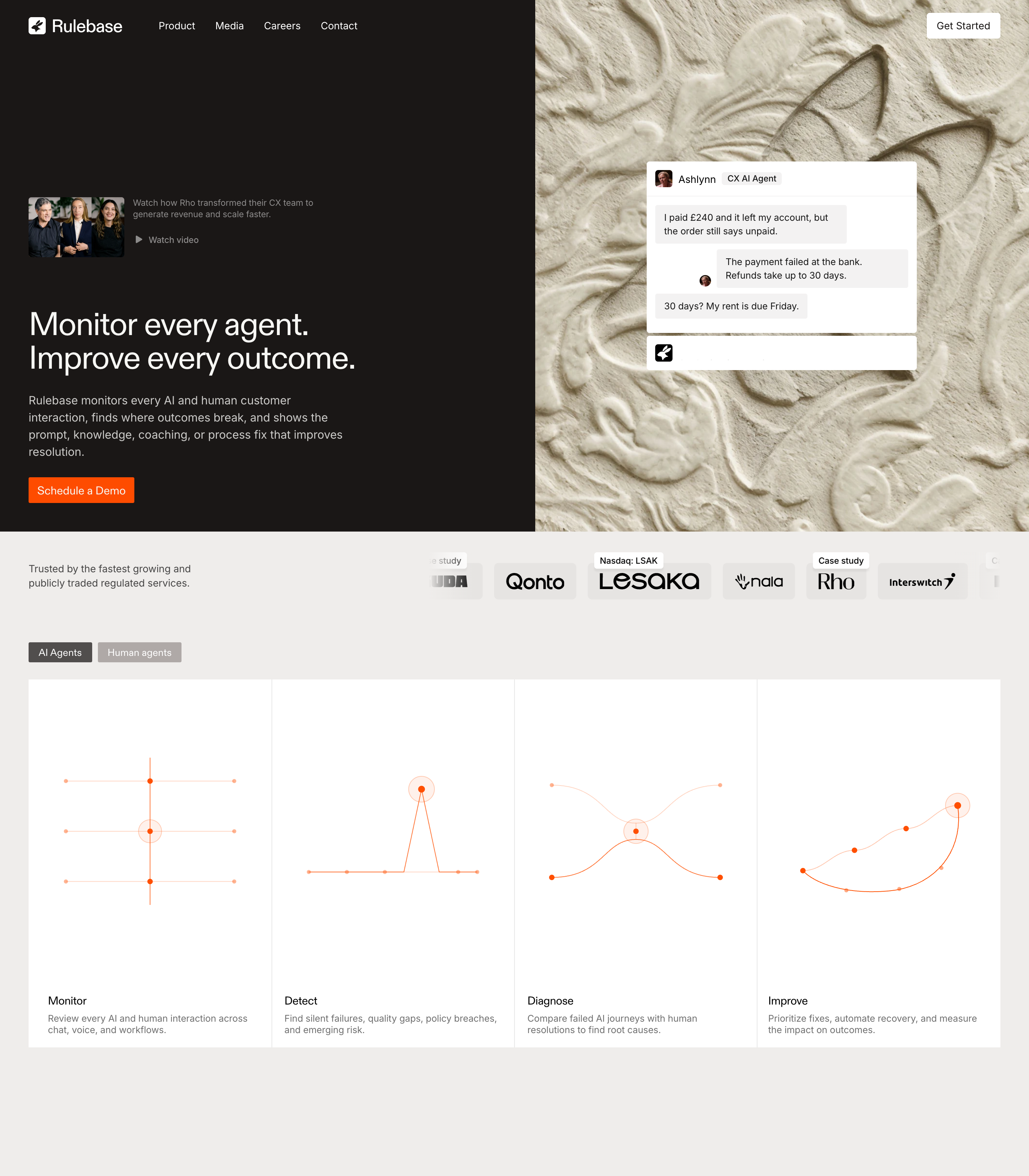 Rulebase web design inspiration - Minimal AI UI layout