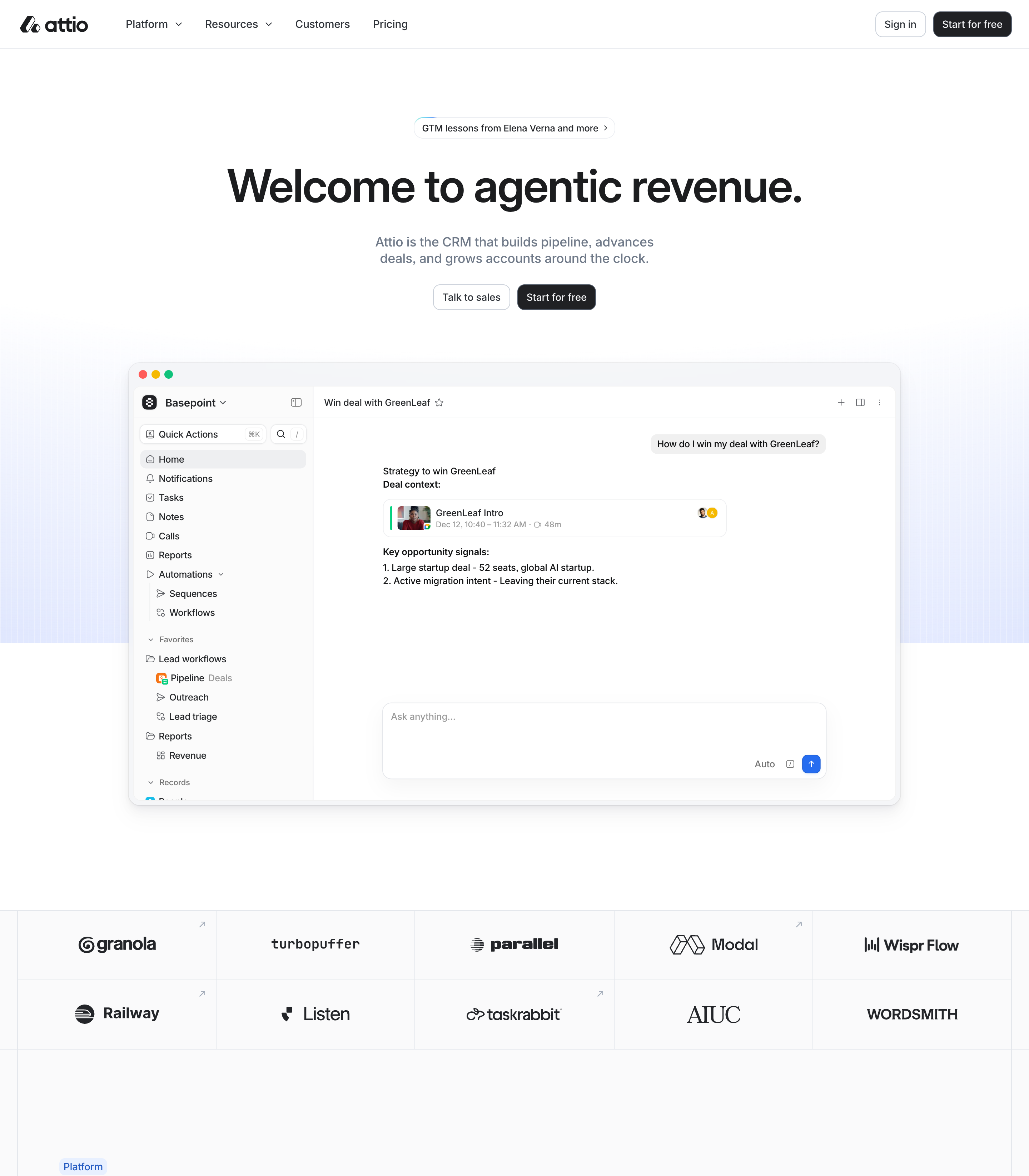 Attio web design inspiration - Minimal SaaS UI layout