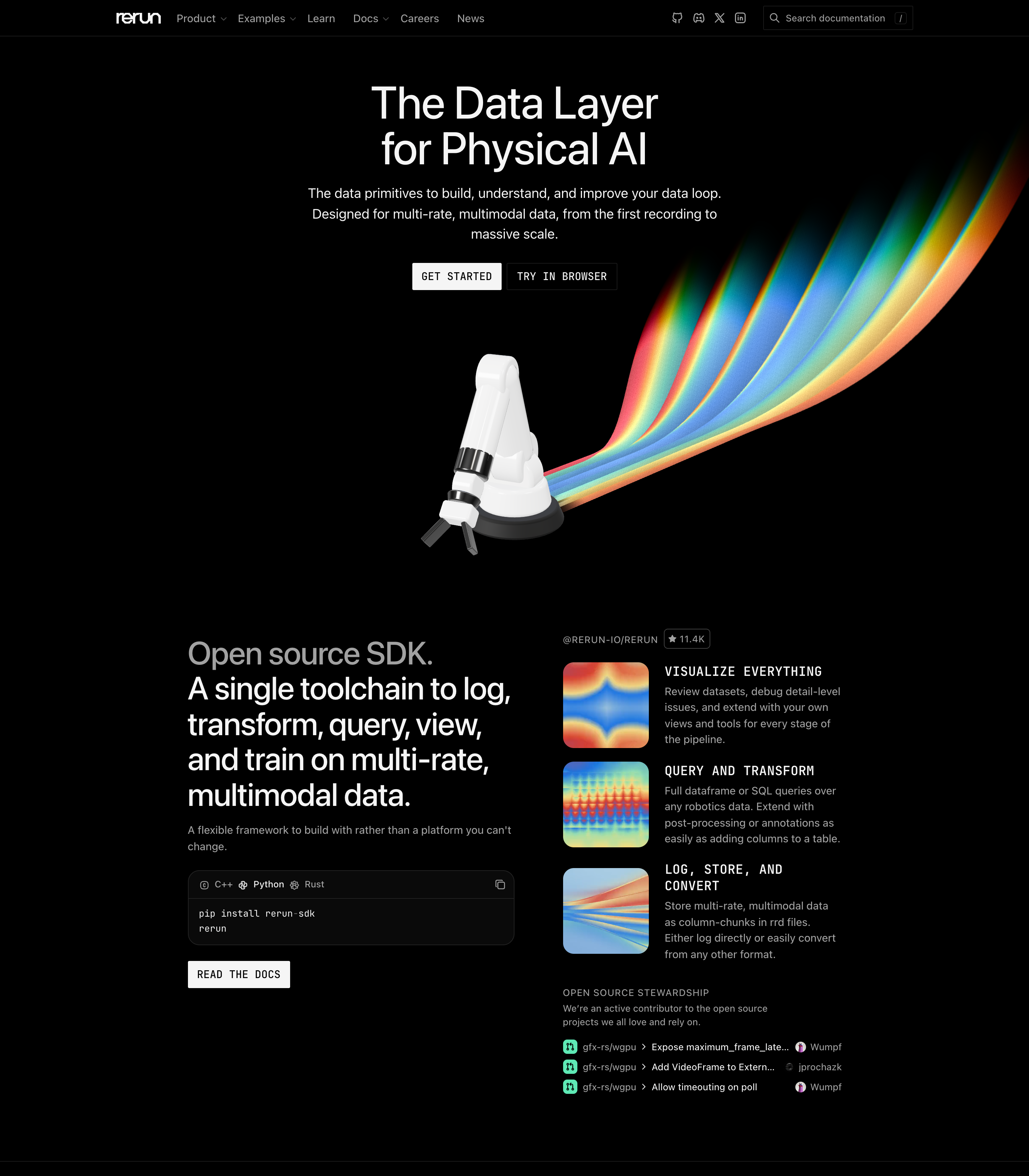 Rerun web design inspiration - Dark AI UI layout