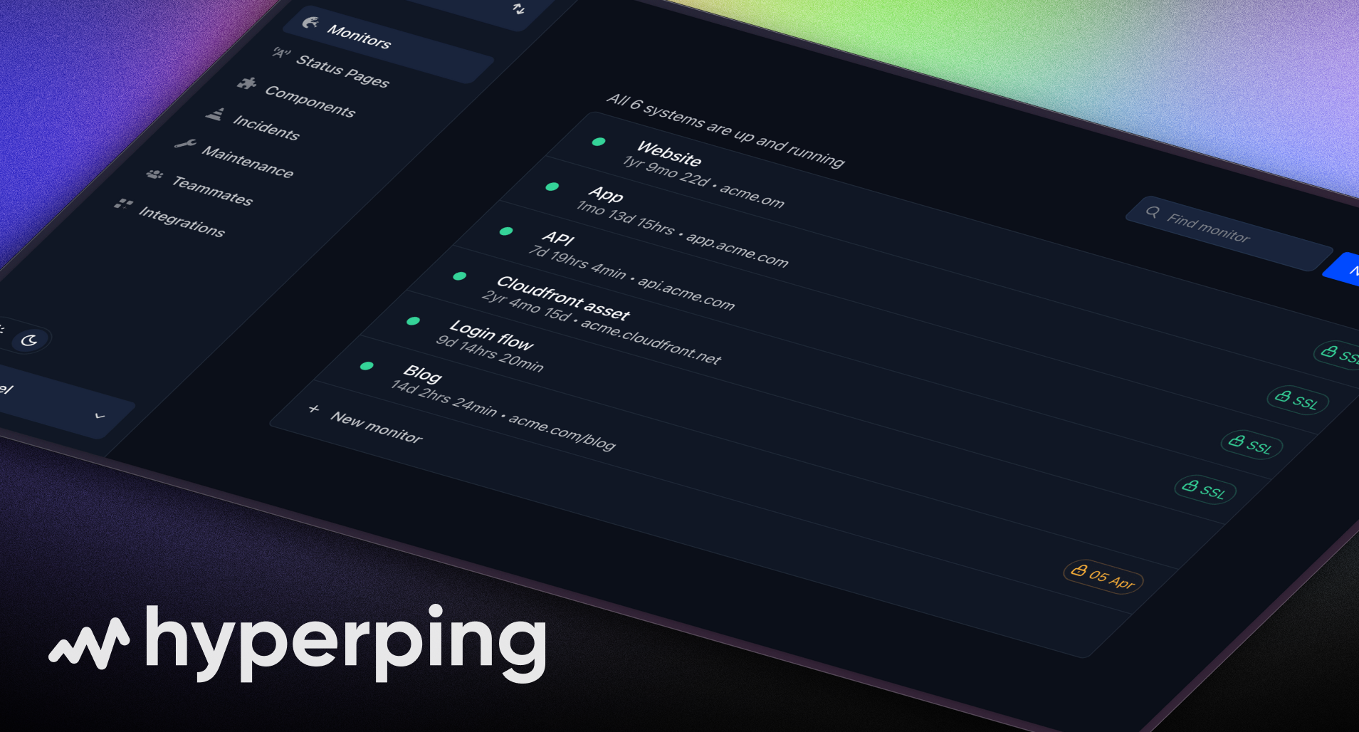 Uptime Monitoring, Status Pages & On Open Graph image preview (1200x630) - Developer Tools social card inspiration